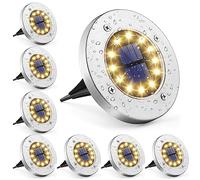 GIGALUMI Luces Solares para Jardín 12 LEDs 8 Piezas, Blanco Cálido Acero Inoxidable Impermeable para Exteriores, Patio, Césped, Pasarela
