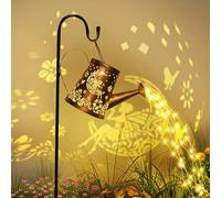 GIGALUMI Luces Solares para Regadera y Jardín al Aire Libre, Linterna Solar de Metal Impermeable Con Soporte, Decoración de Adornos para Camino de Césped