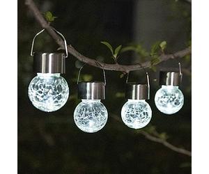 GIGALUMI Paquete de 4 luces solares para exteriores, luces solares colgantes para decoración de Navidad, luces solares de vidrio agrietado para exteriores, impermeables, para jardín, patio, valla,