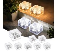GIGALUMI Paquete de 8 luces solares de ladrillo de PVC para jardín al aire libre, 2 colores de iluminación, luces solares de jardín, adornos de jardín al aire libre, impermeables, para camino, césped