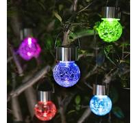 GIGALUMI Paquete de 8 luces solares para exteriores, luces solares colgantes para decoración de Navidad, luces solares de vidrio agrietado para exteriores, impermeables, para jardín, patio, valla,