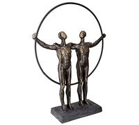 GILDE 37592 - Escultura para Parejas de Dos Hombres, Color Bronce en círculo sobre Base Negra, 35,50 x 27 x 8 cm