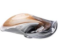 GILDE Draga - Cuenco decorativo (cristal, 46 cm de diámetro, aspecto de Mamor, fabricación europea), color marrón y negro
