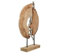 GILDE Escultura de aluminio y madera de mango, color natural, altura 36 cm x ancho 35 cm, hecha a mano