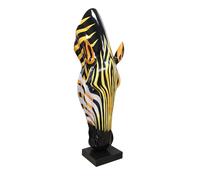 GILDE Escultura de Cabeza de Cebra de Resina y mármol - Brillante - Naranja y Negro - Altura 50 cm x Ancho 19 cm
