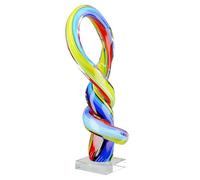 GILDE Escultura de Cristal Art Loop - Multicolor - Altura 34 cm - Cristal - Forma de Lazo - Figura Decorativa - Decoración