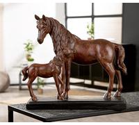GILDE Escultura de Familia de Caballos de Resina marrón, 33 cm de Alto, 37 cm de Ancho, 14 cm de Profundidad