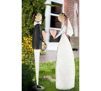 Gilde Figur, "Novia y Novio", metal, , blanco, L. 15 cm, An. 33 cm, Alt. 90 cm. 67767. 4063387677674. Juego de 2 unidades (variedad de 2)