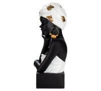 GILDE Figura de jutei de Resina - Textura Mate - Negro - Forma Mujer - Altura 34 cm x Ancho 18 cm