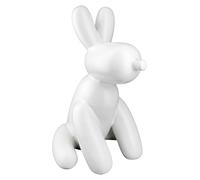 GILDE Figura Decorativa con Forma de Globo y Perro - Escultura Moderna decoración Perro Sentado Estatua Blanco Mate - Altura 25 cm