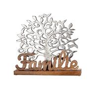 GILDE Figura Decorativa con símbolo del árbol de la Vida de la Familia, decoración de Interiores, Regalos para Mujeres, Altura 41 cm, Color Plateado