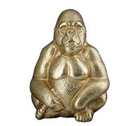 GILDE Figura Decorativa de Animal Gorila - Arte Moderno y decoración de Resina - Color: Dorado - Altura 27 cm