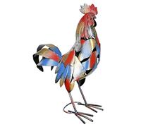 GILDE Figura Decorativa Grande de Gallo XL - Escultura de Metal Hecha a Mano y Pintada a Mano - Decoración Regalo - Multicolor Altura 50 cm