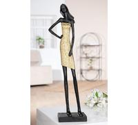 GILDE Figura Dorada de Resina Dorada/Negra, diseño de Mujer, 44,5 x 13,5 x 8 cm