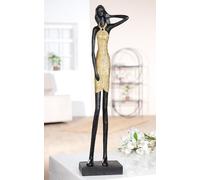 GILDE Figura Dorada, Resina, Dorado/Negro, diseño de Mujer, Altura 45 cm, Ancho 12 cm, Profundidad 8,5 cm, decoración, Escultura, Accesorio para el hogar, Idea de Regalo