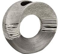 GILDE florero Moderno jarrón de cerámica jarrón de Mesa florero Decorativo florero con Agujero Gris Plata, 23x9x22 cm