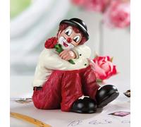 GILDE Gildeclown Figura Decorativa de Payaso con Rosa, Resina Multicolor, Altura 8 cm, Regalo para Mujeres, Hombres, Regalo de cumpleaños o Boda