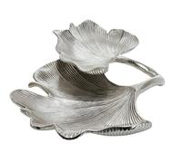 Gilde Ginkgo - Cuenco decorativo de aluminio (34 cm), color plateado