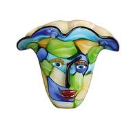 GILDE GLAS art Jarrón Cara - Cara - de Cristal - Arte Hecho a Mano H 29 cm