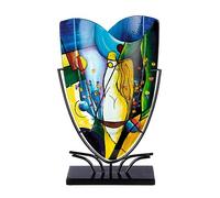GILDE GLAS art Jarrón Decorativo de Cristal sobre Base de Metal, decoración para salón, Regalos para Mujeres, cumpleaños, Navidad, Multicolor, Altura 47 cm