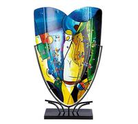 GILDE GLAS art Jarrón Decorativo de Cristal sobre Base de Metal, decoración para salón, Regalos para Mujeres, cumpleaños, Navidad, Multicolor, Altura 58 cm