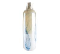GILDE GLAS art Jarrón Decorativo - Florero de Cristal Tintado - Decoración marítima - Regalo para Mujeres cumpleaños Navidad - Color: Azul Beige - Altura 46 cm