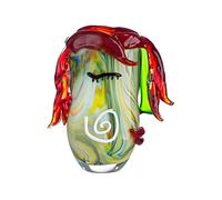 GILDE GLAS art Jarrón Decorativo - Jarrón de Cristal - Objeto de Arte, florero de Cristal - Color: Rojo/Verde Altura 29,5 cm