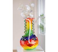 GILDE GLAS art Jarrón Decorativo para la Cara, jarrón de Cristal de Color, decoración de salón, Regalo para Mujeres y Hombres, Altura 34 cm, Multicolor