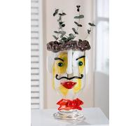 GILDE GLAS art Jarrón Decorativo para la Cara, jarrón de Cristal de Color, decoración de salón, Regalo para Mujeres y Hombres, Altura 29 cm, Multicolor
