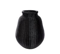 GILDE Jarrón de Suelo Weave de Resina - abombado - Estructurado - patrón Tejido - Negro - Altura 58 cm x diámetro 45 cm - jarrón Decorativo