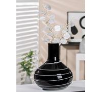 GILDE Jarrón Decorativo Blanco y Negro - Moderno jarrón Decorativo de Cristal - Jarrón de Cristal - Altura 28 cm