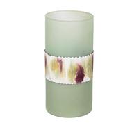 GILDE Jarrón Decorativo cilíndrico de Cristal - Florero de Cristal, jarrón de Mesa, jarrón Decorativo para salón, Color: Verde Mate, Altura 25,5 cm