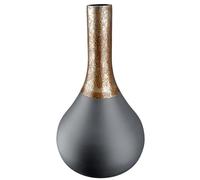 GILDE Jarrón Decorativo con Botella de Cristal - Florero Moderno decoración salón Mesa - Color: Negro Oro - Altura 37 cm