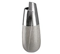 GILDE Jarrón Decorativo de cerámica con Corte, decoración para salón, Regalo para Mujeres, cumpleaños, día de la Madre, Color: Plateado Gris, Altura 37,5 cm