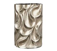 GILDE Jarrón Decorativo de cerámica, Impermeable, fabricación Europea, decoración para salón, Color: Plata, Altura 37 cm