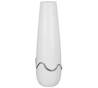 GILDE Jarrón Decorativo para Hierba de Pampas, jarrón de cerámica, jarrón cónico, decoración para salón, Regalo para Mujeres, cumpleaños, día de la Madre, Color: Plata, Blanco Mate, Altura 49 cm