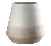 GILDE Jarrón Echo - Metal - Beige Mate - Estructurado - Altura 24 cm x diámetro 24 cm - jarrón Decorativo Impermeable