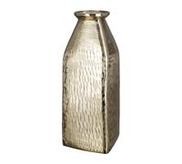 GILDE Jarrón Lola de Aluminio, Color Dorado, Impermeable, Superficie Rugosa, Altura 30 cm x Ancho 11 cm