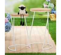 Gilde, juego de 2 mesitas auxiliares, redondas, modelo Merida, metal, blanco, color natural, unidad de venta: 1. Altura: 66,00 cm. Ancho: 44,00 cm. Profundidad: 44,00 cm. 74134