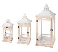 Gilde, juego de 3 faroles, modelo Clifton, madera, color natural, unidad de venta: 1, número de artículo: 51460