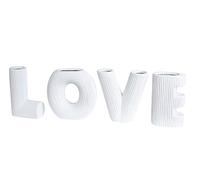 GILDE Juego de jarrones Decorativos Love - Juego de 4 jarrones de cerámica - Texto Love - Regalos para Mujeres Navidad Boda cumpleaños - Color: Crema - Altura 15 cm