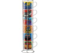 Gilde Laurel Burch, juego de tazas apilables para café espresso, diseño "Fantastic Felines", modelo 81380
