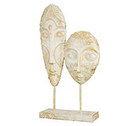 GILDE Máscara Decorativa con Cabeza de Escultura, para Colocar - Color/Blanco/Dorado, con Adornos - Altura 3 cm