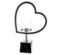 Gilde Windlicht, Herz, Te quiero, Aluminium, Glas, schwarz, silberfarben, VE 1 Höhe: 49.00 cm Breite: 33.00 cm Tiefe: 11.00cm 57857