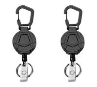 Giloty 2 llaveros extensibles con cuerda de acero, soporte de identificación y cordón con mosquetón, para tarjetas y herramientas