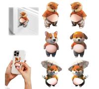 GILWUMO 6 Piezas Topes para Puertas Suelo Pegatinas 3D, Adhesivos Antigolpes con Diseño Cachorro Shiba Inu para Bebés, Decoración para Teléfono y Hogar, 11x7cm PVC Multicolor