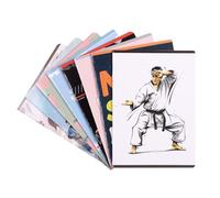 gimboo Cuaderno escolar/formato A5 32/32 hojas cuadriculadas/mixtas, paquete de 8 unidades/paquete, diseños surtidos/para niños para la escolarización para estudiantes de primaria/con borde/tarjetas
