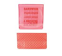 Gimel 528292 - Bolsa para snack y sándwich (plástico, lote de 4 piezas, 18,5-19 x 10-18,5 x 4 cm, reutilizable, rojo, pequeño)