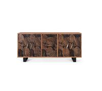 GINER Y COLOMER Aparador de madera de acacia y metal con 4 puertas y 3 cajones