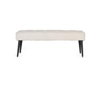 GINER Y COLOMER Banqueta de tela beige con patas de hierro negro